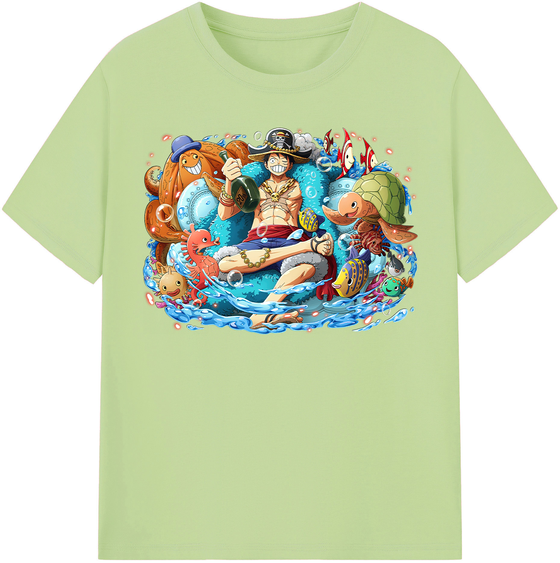 ワンピース モンキー・D・ルフィ ONE PIECE Monkey D. Luffy 綿100％半袖Tシャツ（フロントプリント）
